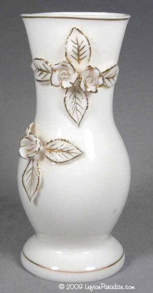 Glazed White Vase with Roses - 1628