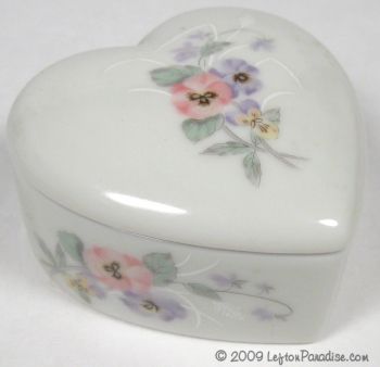 Heart-Shaped Trinket Box with Pansies - 4935